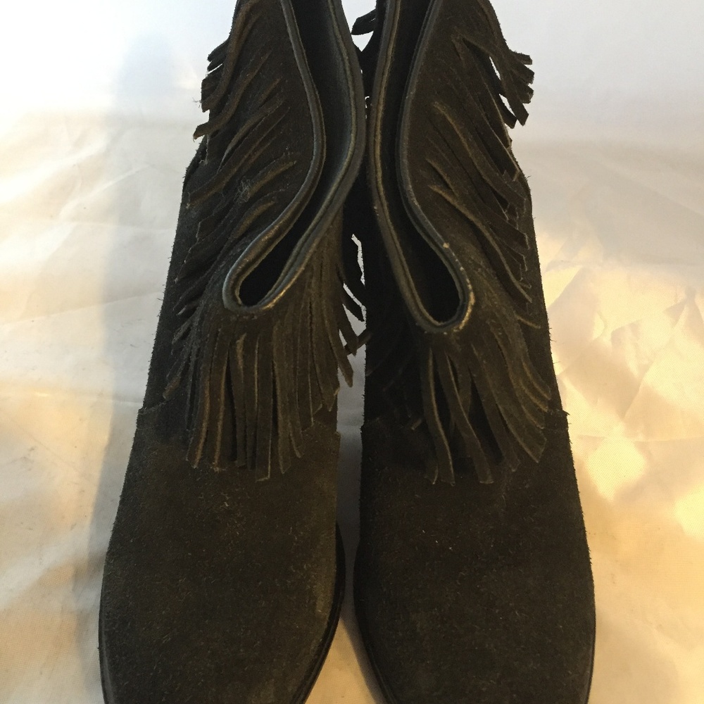 NEW Joie Loren Fringe Ankle Bootie Black Suede 6.5 - Picture 2 of 6